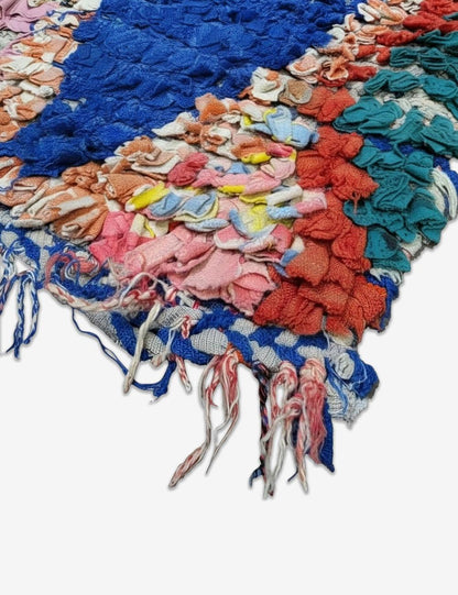 Vintage Boucherouite Jewel Toned Diamond Runner 8.5 x 3.48 ft / 259 x 106 cm