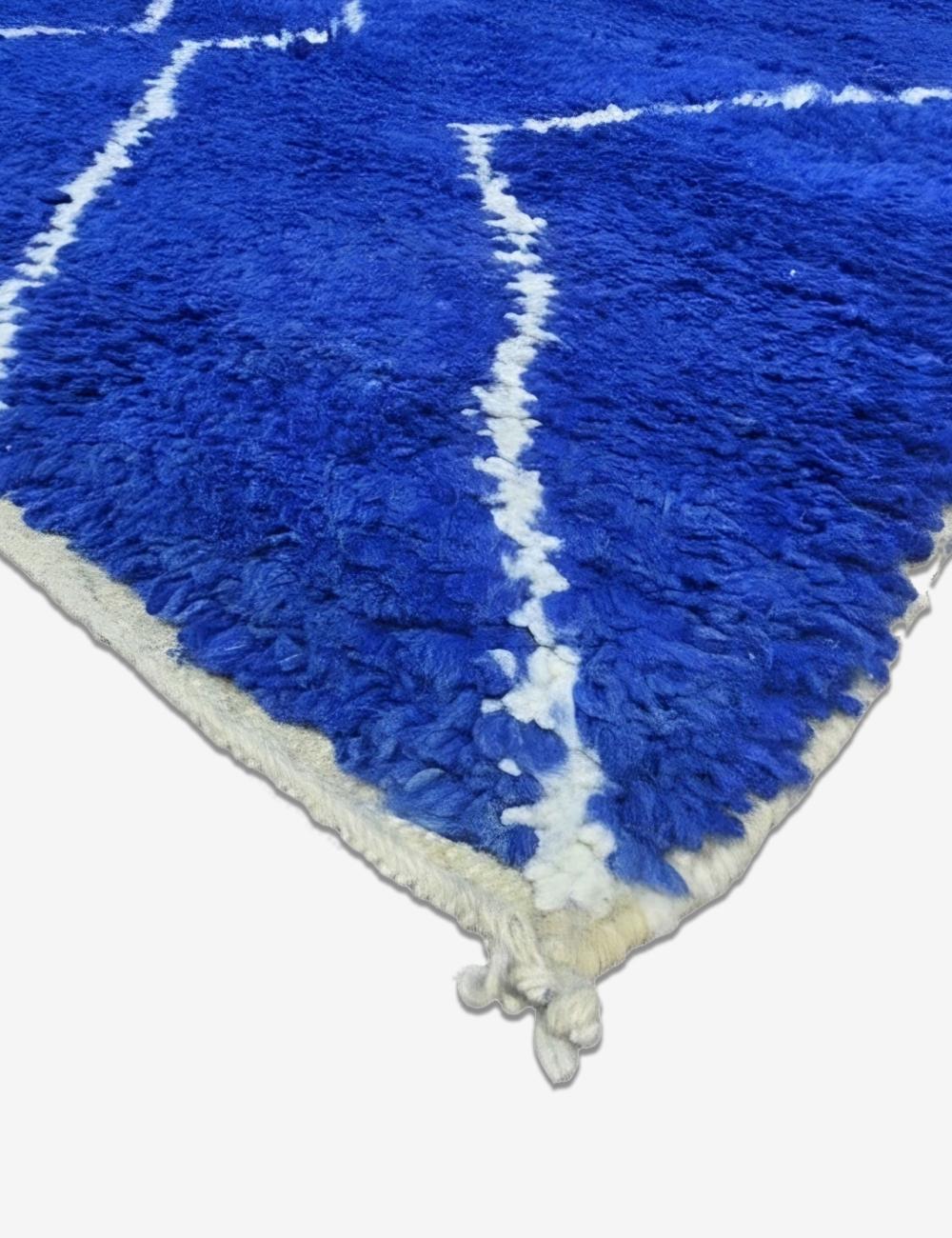 Royal Blue Zigzag Wool Rug 9.9 x 8 ft / 303 x 245 cm