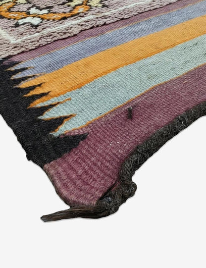 Vintage Ait Bou Sbaa Wool Rug Faded Plum Field 13.2 x 5.58 ft / 403 x 170 cm