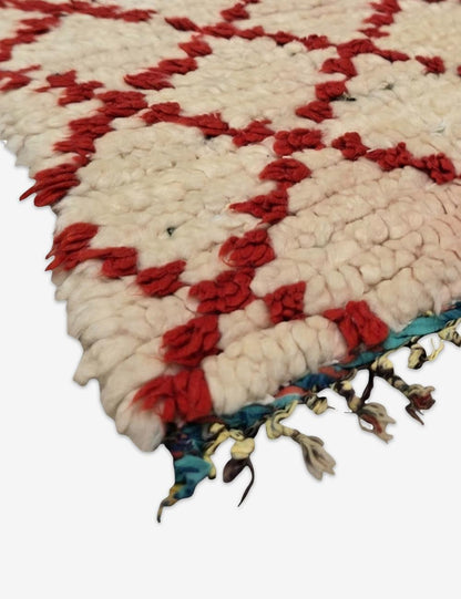 Vintage Red and Beige Azilal Runner 6.7 x 2.33 ft / 204 x 71 cm