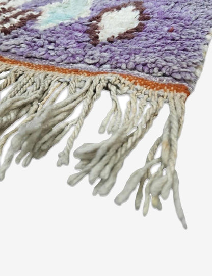 Lavender Central Diamond Medallion Boujad Wool Rug 5.9 x 4.4 ft / 179 x 134 cm