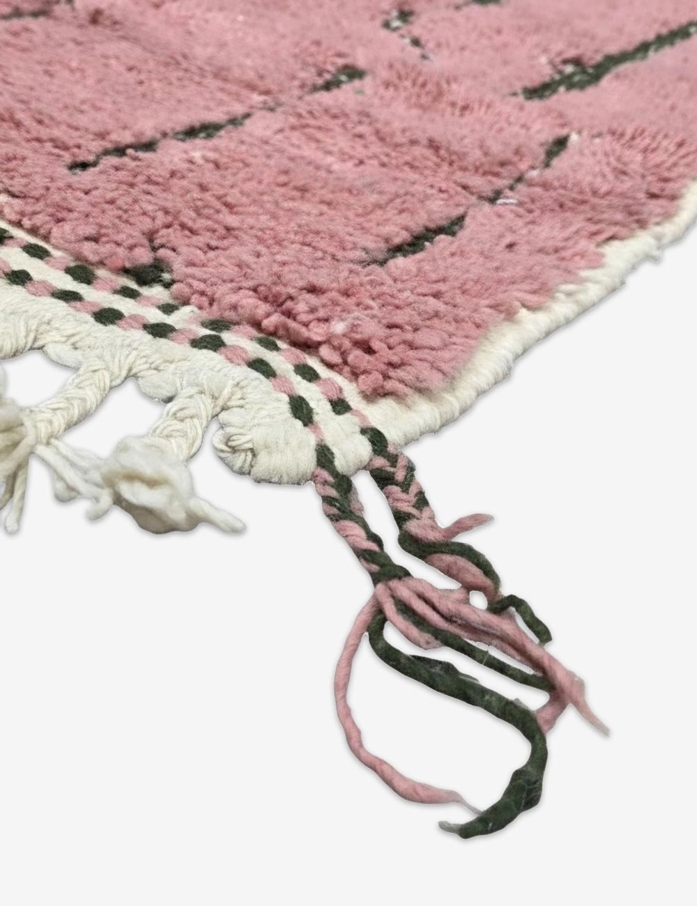 Dusty Pink Minimalist Line Boujad Wool Rug 7.9 x 6.07 ft / 240 x 185 cm