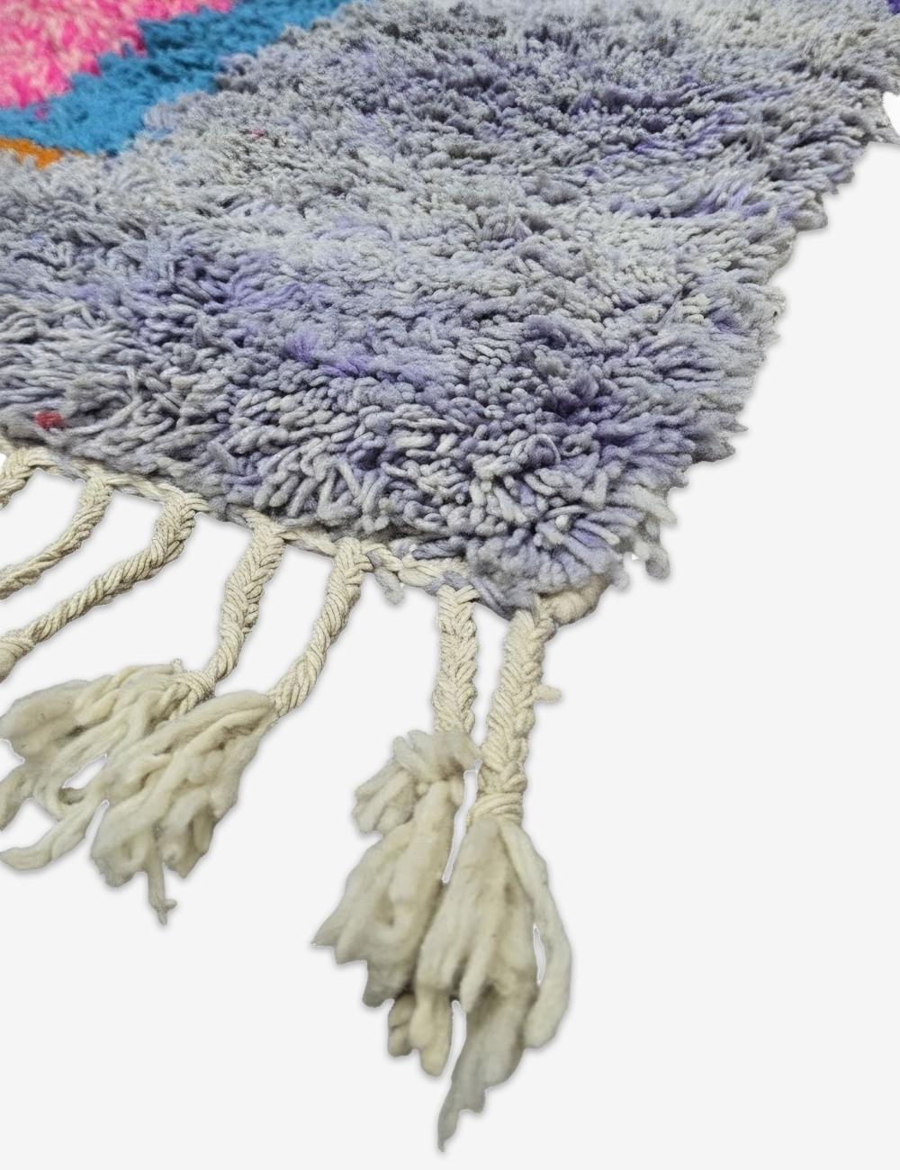 Purple Turquoise Sculptural Totem Boujad Wool Rug  9.3 x 6.2 ft / 282 x 189 cm