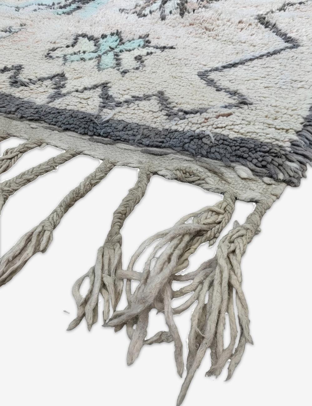 Pastel Ivory Central Diamond Medallion Boujad Wool Rug 10.5 x 6.36 ft / 320 x 194 cm