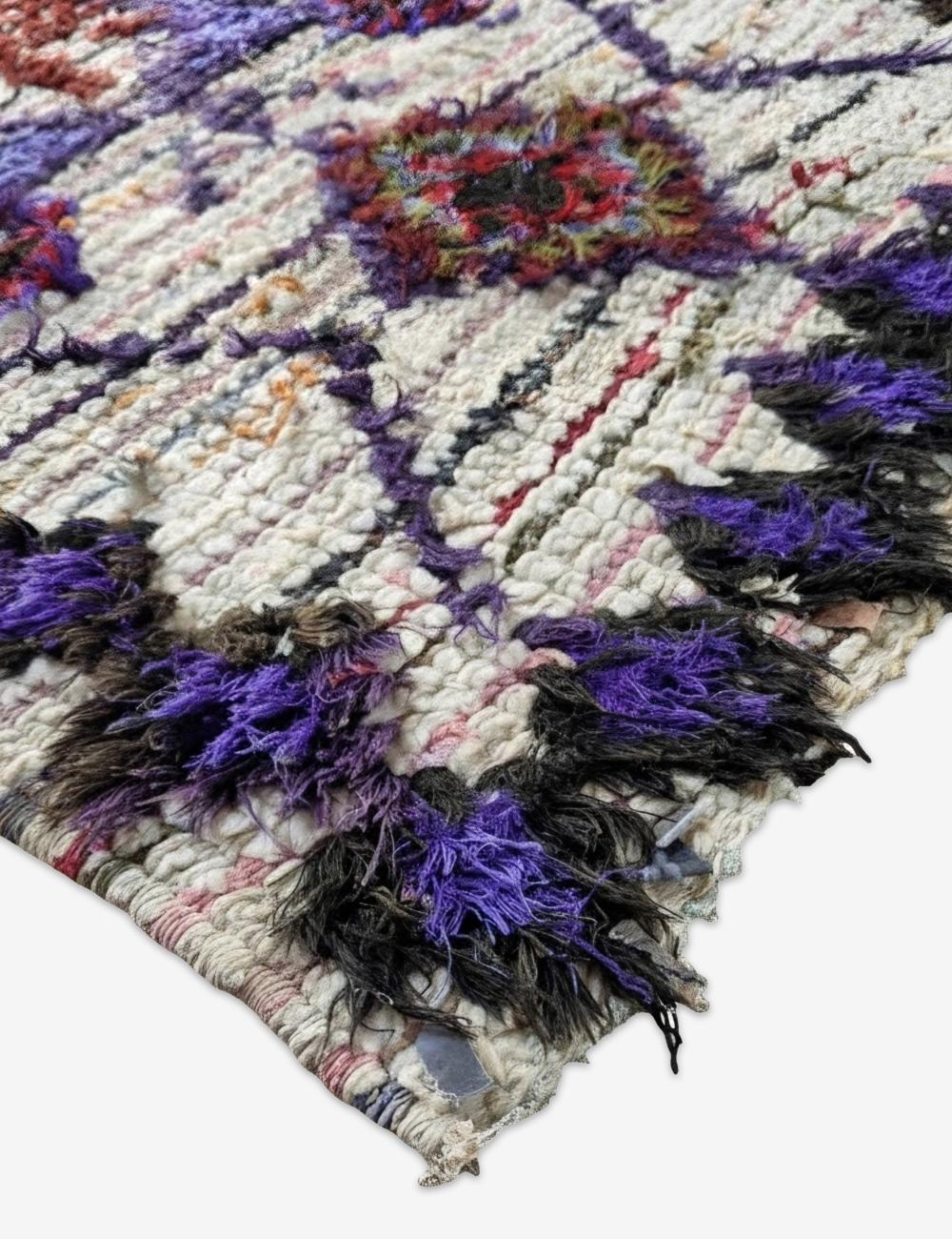 Handwoven Purple and Red Azilal Rug 5.2 x 2.62 ft / 160 x 80 cm