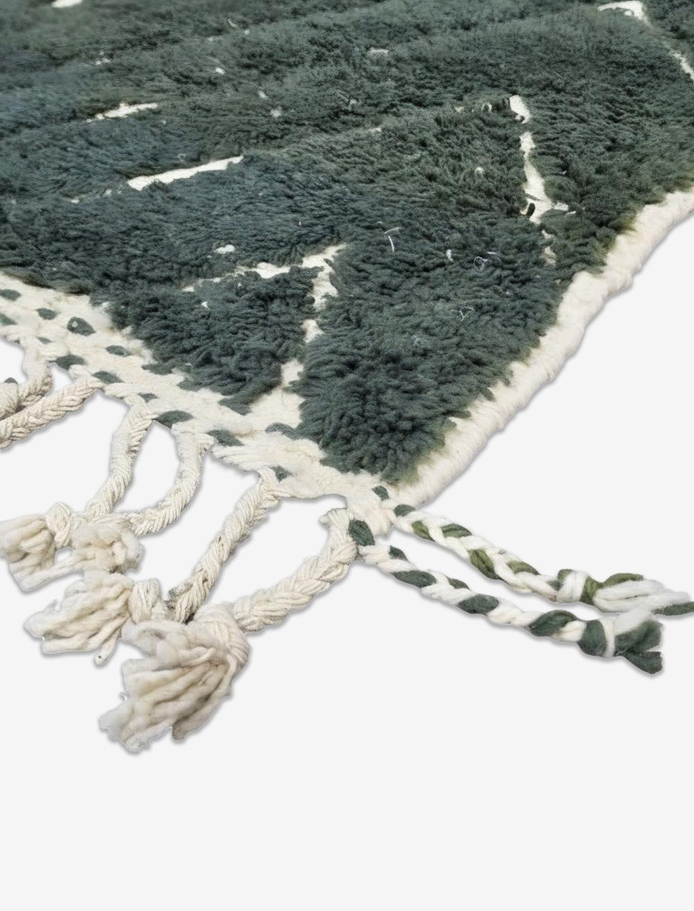 Forest Green Concentric Diamond Boujad Wool Rug 9.8 x 6.73 ft / 298 x 205 cm