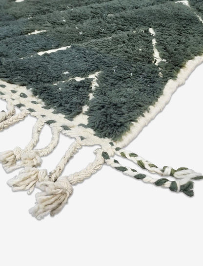 Forest Green Concentric Diamond Boujad Wool Rug 9.8 x 6.73 ft / 298 x 205 cm