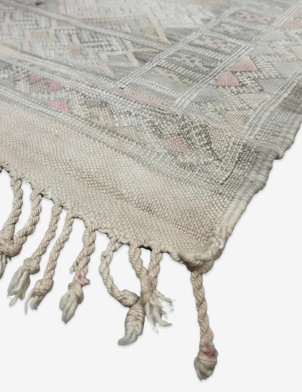 Ivory Handwoven Berber Flatweave Rug 12 x 5.4 ft / 365 x 166 cm