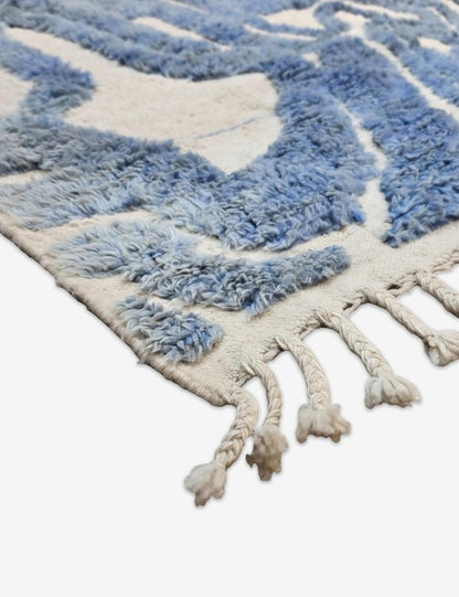 Handwoven Abstract Blue Berber Rug 7.8 x 5.91 ft / 238 x 180 cm