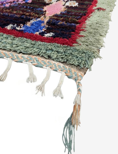 Colorful Diamond Boucherouite Rug 5.9 x 3.18 ft / 181 x 97 cm