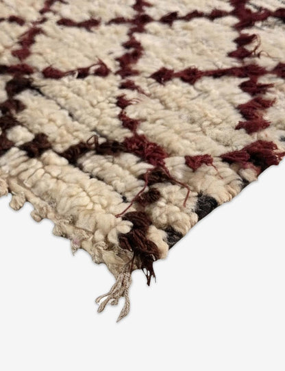 Vintage Red Diamond Lattice Azilal Rug 5.9 x 3.25 ft / 181 x 99 cm