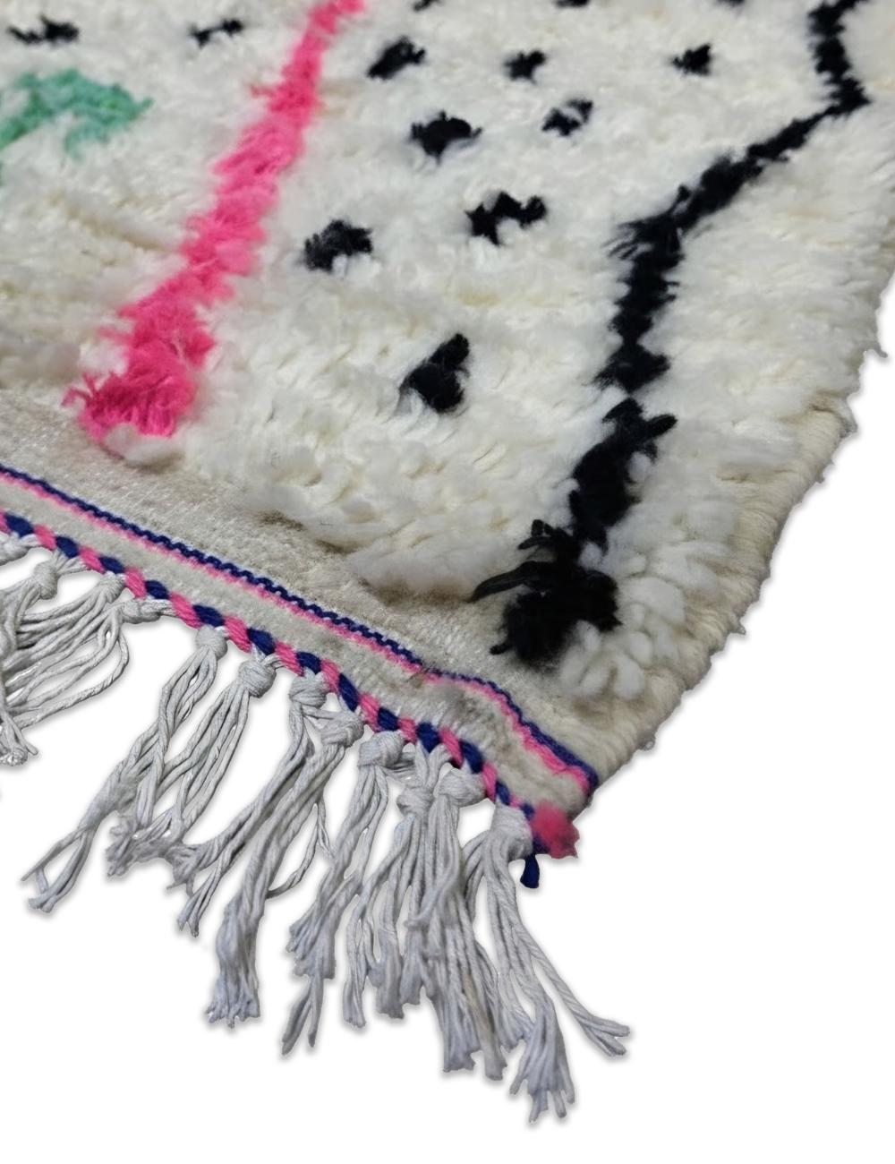 White and Pink Azilal Wool Rug 9.1 x 6.23 ft / 278 x 190 cm
