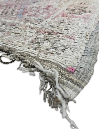 Faded Ivory Diamond Lattice Boujad Wool Rug 9.6 x 6.56 ft / 294 x 200 cm