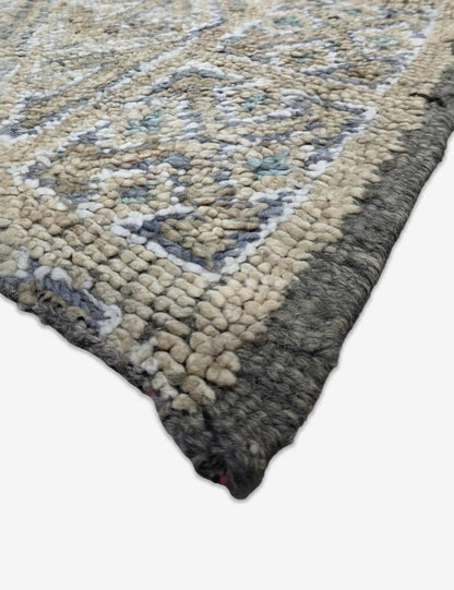 Vintage Beni M'Guild Faded Grey Nested Diamond Medallion Handwoven Wool Rug 10.5 x 6.96 ft / 320 x 212 cm