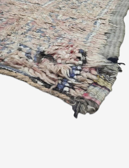 Vintage Beni M'Guild Wool Rug Plush Faded Cream Blush 10.8 x 6.17 ft / 330 x 188 cm