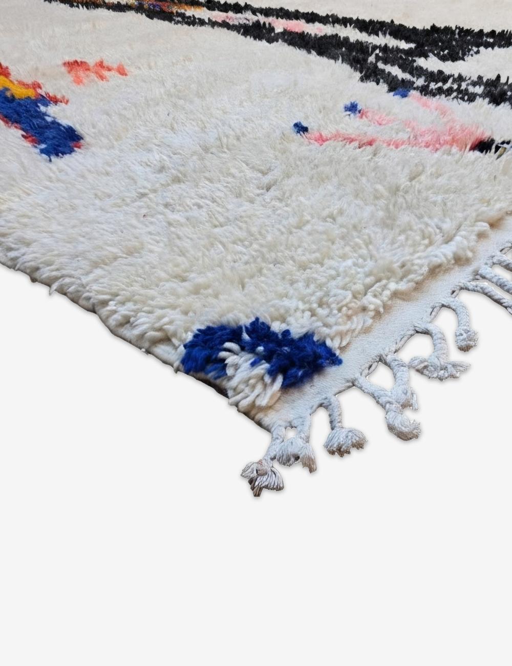 Black and White Abstract Berber Rug 10.7 x 7.58 ft / 327 x 231 cm