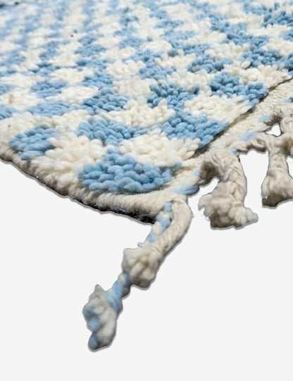 Blue Graphic Diamond Wool Rug 9.7 x 8.5 ft / 295 x 261 cm