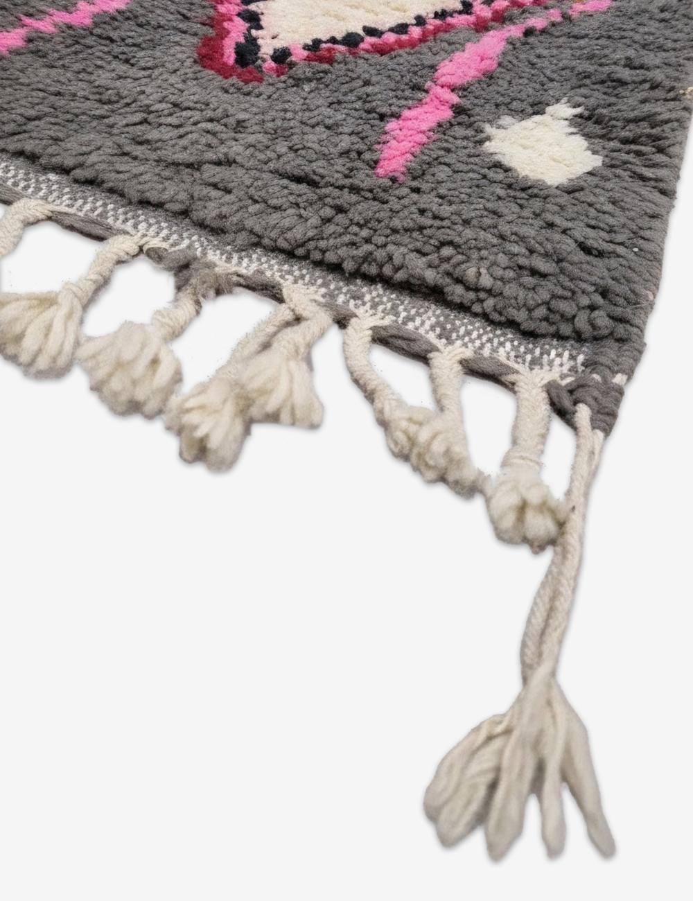 Charcoal Wool Moroccan Rug 11.8 x 2.1 ft / 361 x 64 cm