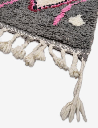 Charcoal Wool Moroccan Rug 11.8 x 2.1 ft / 361 x 64 cm