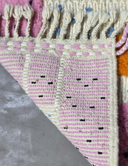 Modern Pink Boujad Rug 3.6 x 1.67 ft / 109 x 51 cm