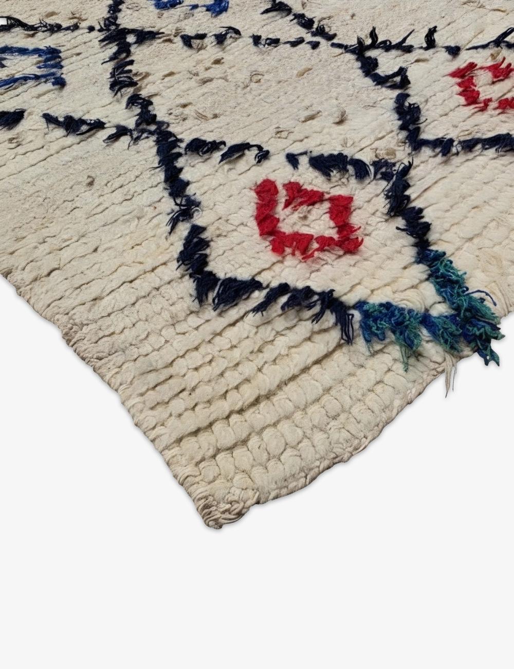 Beige Geometric Moroccan Runner Rug 5.9 x 2.66 ft / 180 x 81 cm