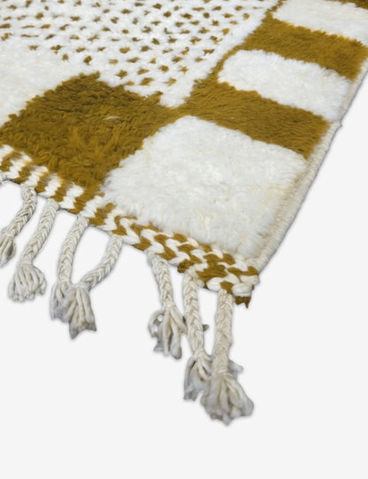 Modern Boujad Wool Rug Speckled Checkered Border 9.8 x 8.1 ft / 298 x 247 cm