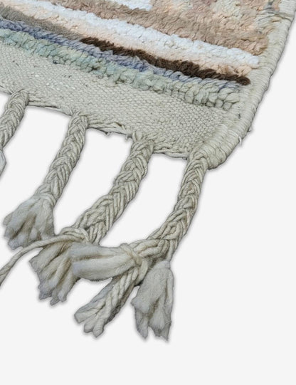 Modern Boujad Wool Rug Two-Tone Abstract Figures 5.7 x 3.81 ft / 175 x 116 cm