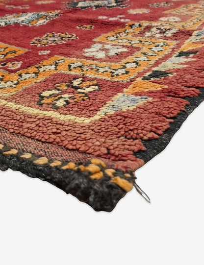 Red Handwoven Berber Diamond Rug 11.5 x 5.4 ft / 352 x 165 cm