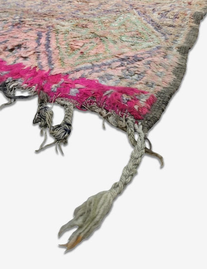 Vintage Beni M'Guild Navy Magenta Diamond Lattice Band Handwoven Wool Rug 9.8 x 6.46 ft / 300 x 197 cm