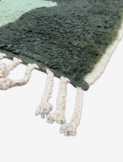 Handwoven Boujad Wool Rug Green Camouflage Abstract 9.8 x 8.07 ft / 300 x 246 cm