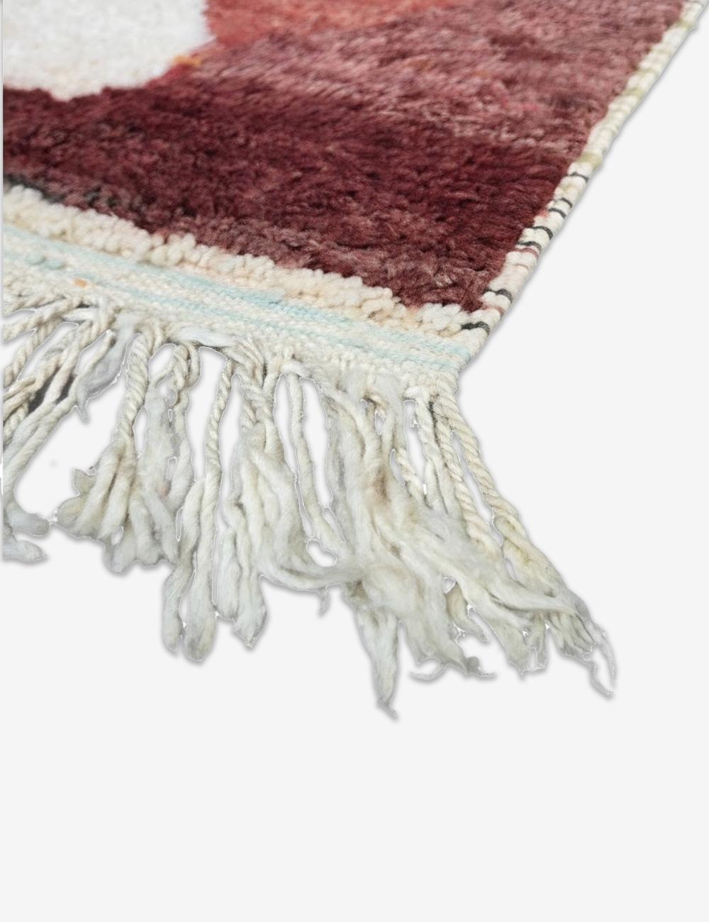 Maroon Wool Moroccan Rug 6.3 x 4.36 ft / 192 x 133 cm