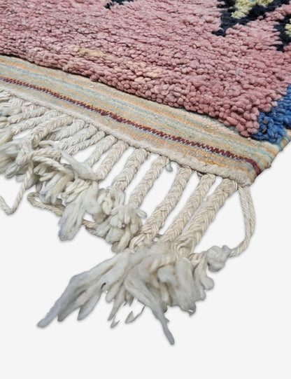 Yellow Pink Diamond Medallion Boujad Wool Rug 10.3 x 6.66 ft / 315 x 203 cm