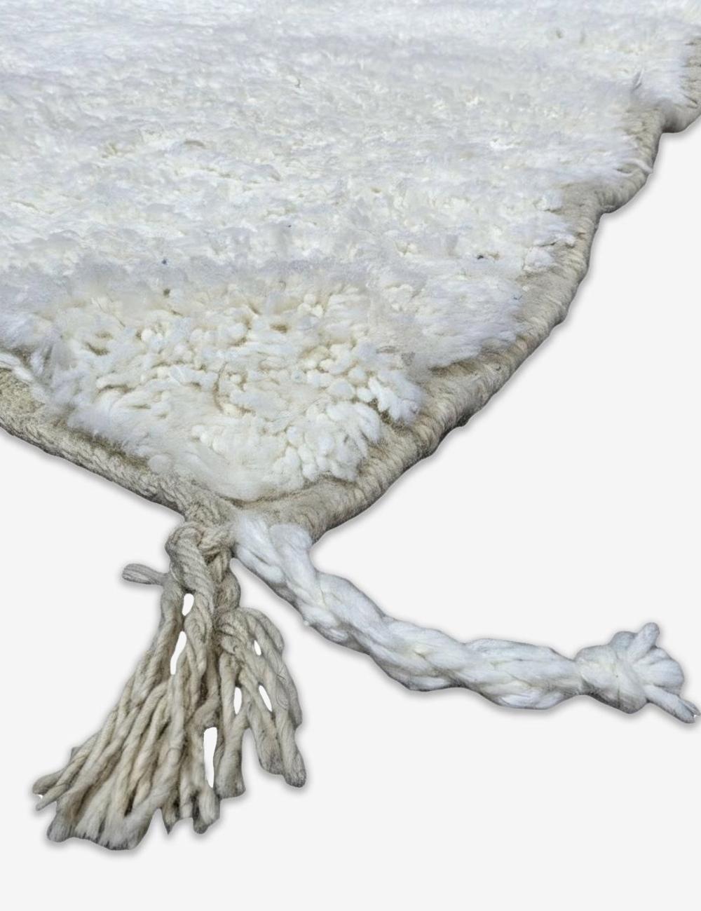 Handwoven Boujad Wool Rug Solid Undyed Ivory 5.2 x 3.15 ft / 160 x 96 cm
