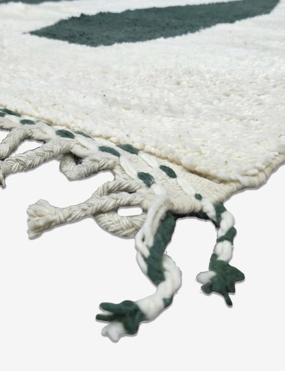 Ivory & Green Teal Abstract Wool Rug - 10.3 x 8.2 ft / 315 x 250 cm