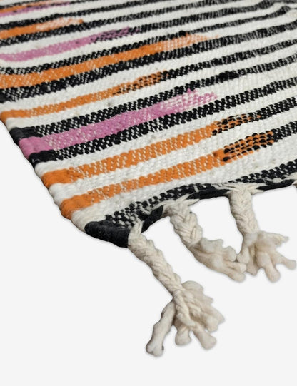 Black and White Striped Moroccan Rug 5.5 x 3.94 ft / 167 x 120 cm