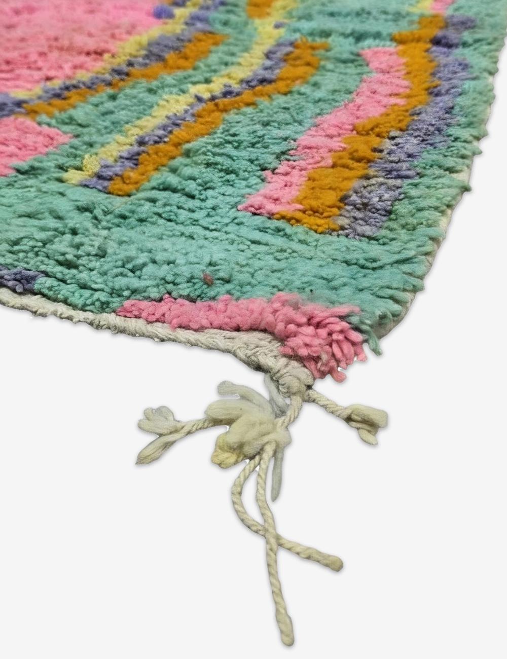 Mint Green Melting Drop Motif Boujad Wool Rug 10 x 5.87 ft / 305 x 179 cm