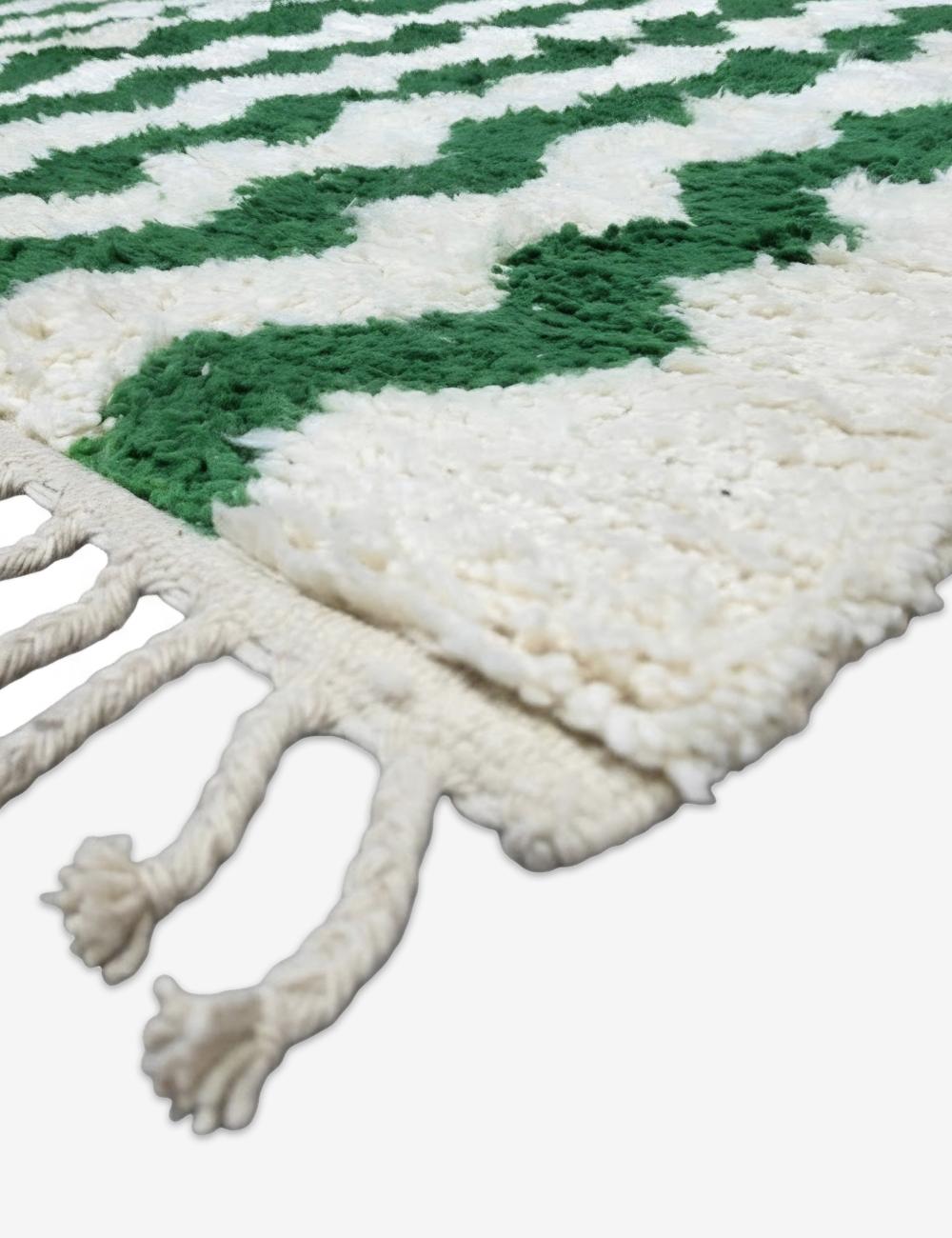Green Wave Stripe Rug 10.1 x 8.2 ft / 307 x 252 cm