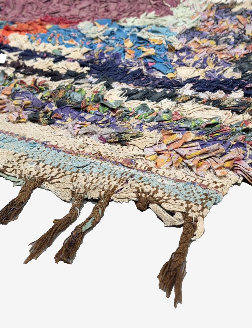 Modern Boucherouite Diamond Rug 6.2 x 2.79 ft / 188 x 85 cm