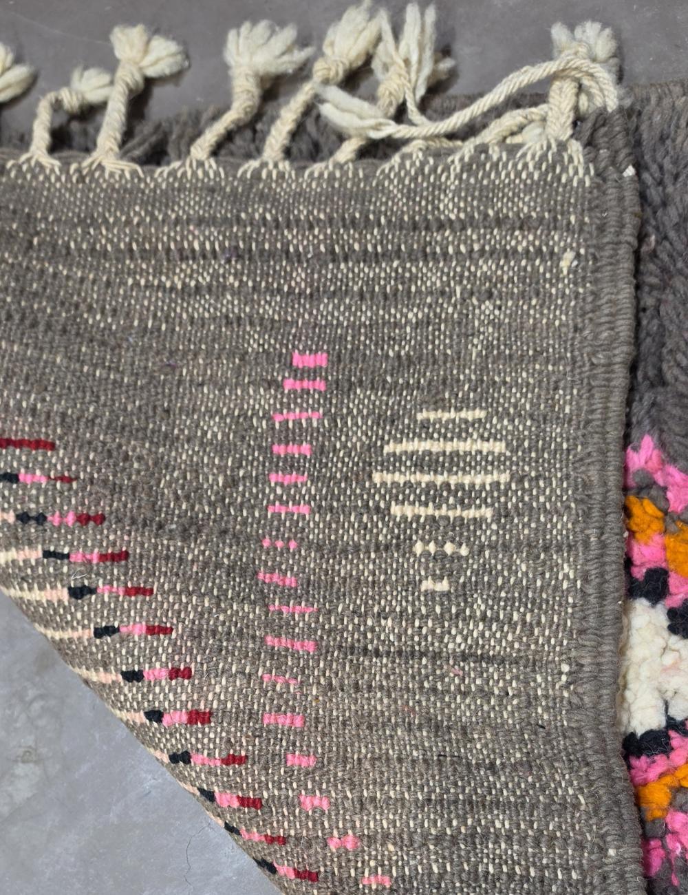 Charcoal Wool Moroccan Rug 11.8 x 2.1 ft / 361 x 64 cm