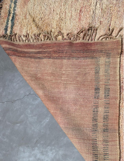 Blush Pink Berber Vintage Rug 10.5 x 6.1 ft / 320 x 186 cm