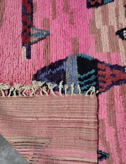 Abstract Pink Moroccan Wool Rug 9 x 6.9 ft / 274 x 212 cm