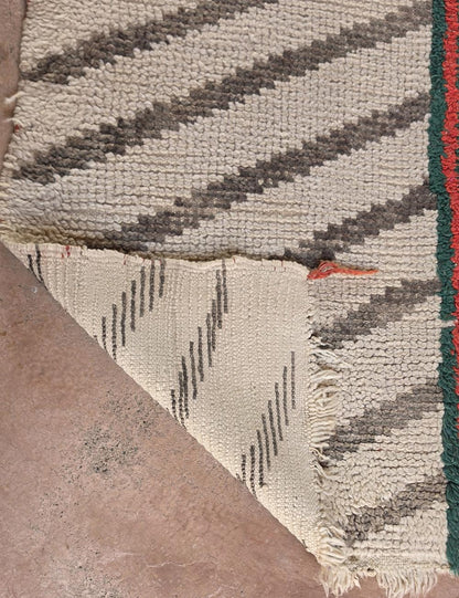 Abstract Striped Beige Azilal Area Rug 4.5 x 3.31 ft / 138 x 101 cm