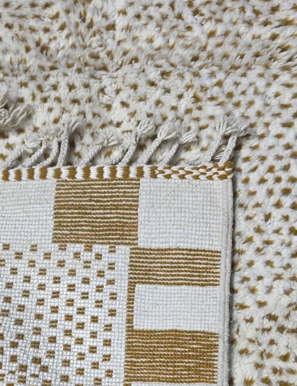 Modern Boujad Wool Rug Speckled Checkered Border 9.8 x 8.1 ft / 298 x 247 cm