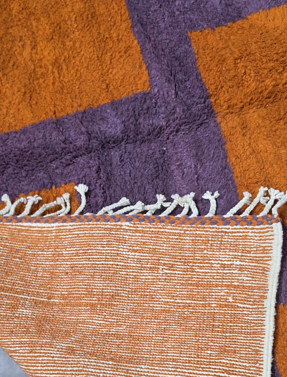 Rust Orange Purple Color Block Boujad Wool Rug 10.1 x 7.91 ft / 308 x 241 cm