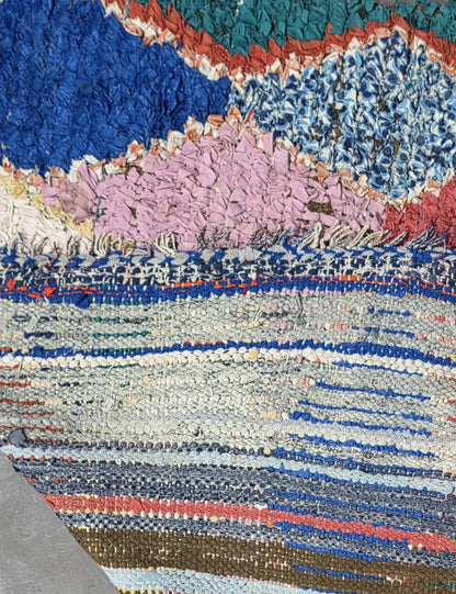 Vintage Boucherouite Jewel Toned Diamond Runner 8.5 x 3.48 ft / 259 x 106 cm