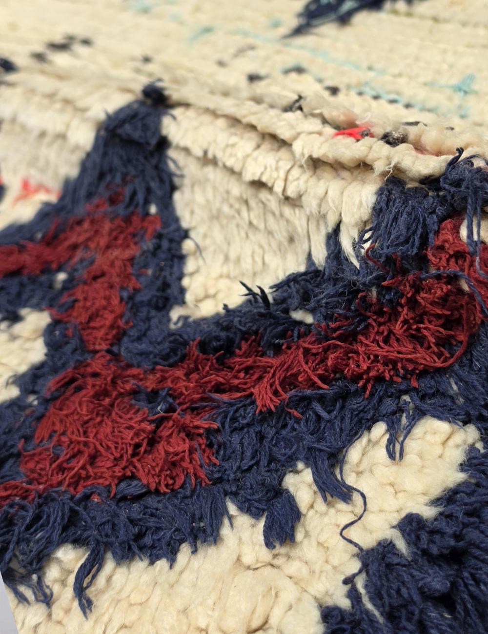 Vintage Navy and Red Azilal Runner 5.6 x 2.66 ft / 172 x 81 cm