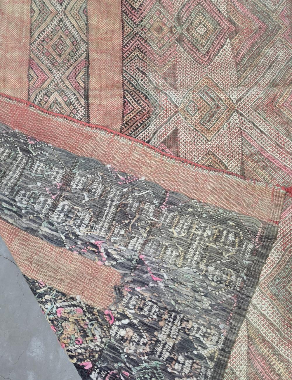 Handwoven Flatweave Vintage Rug 14.2 x 5.8 ft / 434 x 177 cm