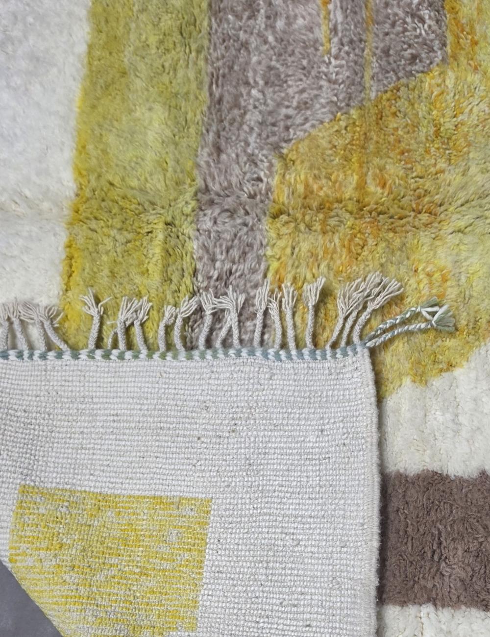 Green Taupe Sculptural Motif Boujad Wool Rug 9.7 x 8.04 ft / 296 x 245 cm