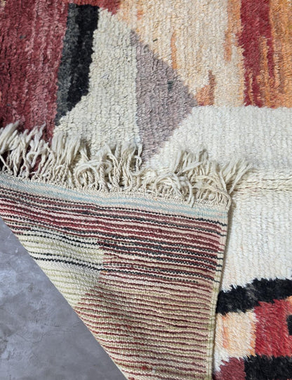 Maroon Wool Moroccan Rug 6.3 x 4.36 ft / 192 x 133 cm