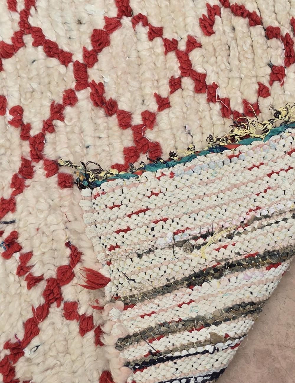 Vintage Red and Beige Azilal Runner 6.7 x 2.33 ft / 204 x 71 cm